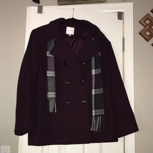 Purple Croft&Barrow Pea Coat w/ matching scarf